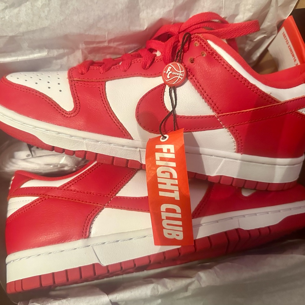 Nike Dunk Low White/University Red.  100% Authentic